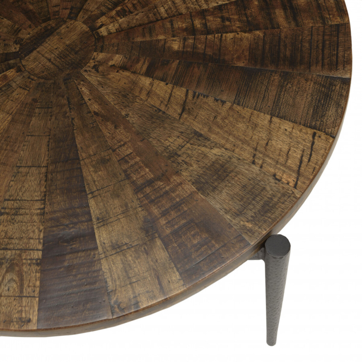 KIARA - Table basse ronde 80x80cm bois recyclé pieds métal