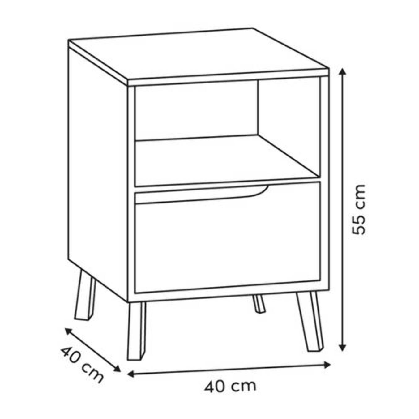 Table de chevet Luma 40x55cm 1 tiroir blanc