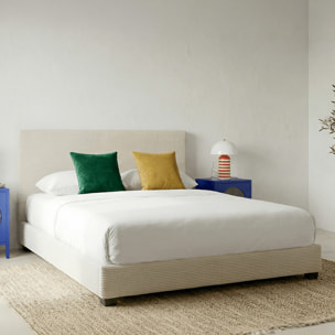 Lit avec tête de lit en velours côtelé - WILLIAM