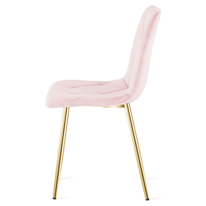 Sedia Libra in Velluto Rosa Chiaro con Gambe Oro