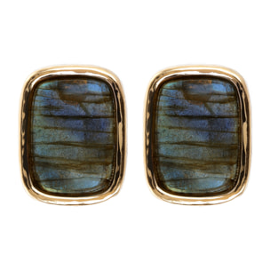 Orecchini a Lobo in Pietra Naturale Labradorite Rettangolare