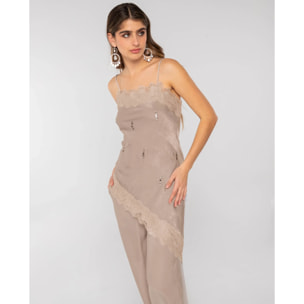 Top de mujer lencero con encaje y tirantes