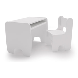 Set tavolo e sedia per bambini Timi in legno bianco