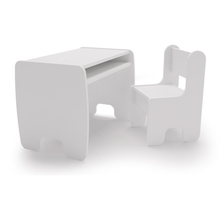 Set tavolo e sedia per bambini Timi in legno bianco