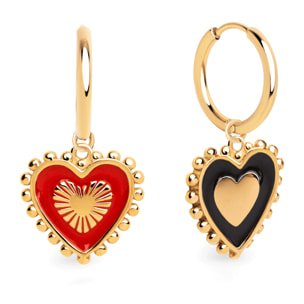 Pendientes Heart Reversed Enamel Acero Baño Oro