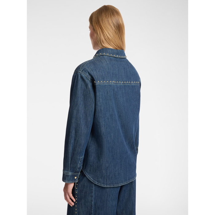 Elena Mirò - Camicia in denim con borchie - Blu