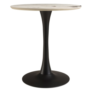 ICARE - Ensemble n°3: table bistrot D70cm en céramique marbré clair