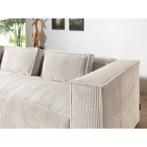 Stella - canapé d'angle - en velours côtelé - 4 places -style contemporain - gauche - Beige