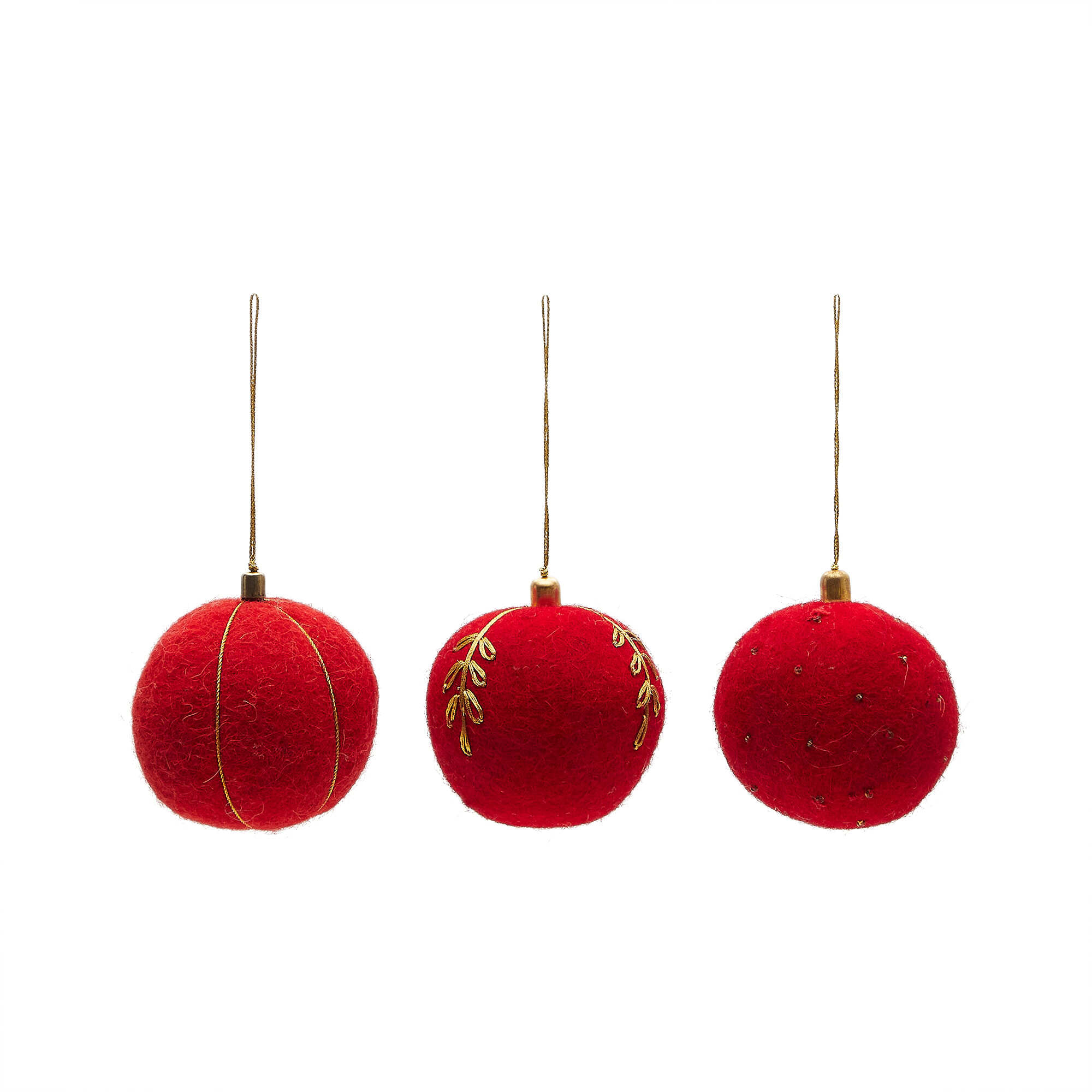 Kave Home - Set Breshi da 3 palline decorative grandi rosse con particolari dorati