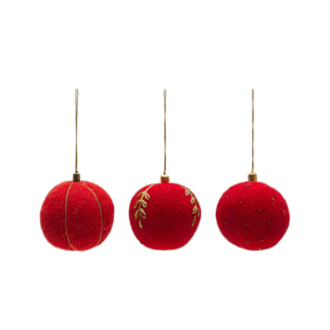 Kave Home - Set Breshi da 3 palline decorative grandi rosse con particolari dorati