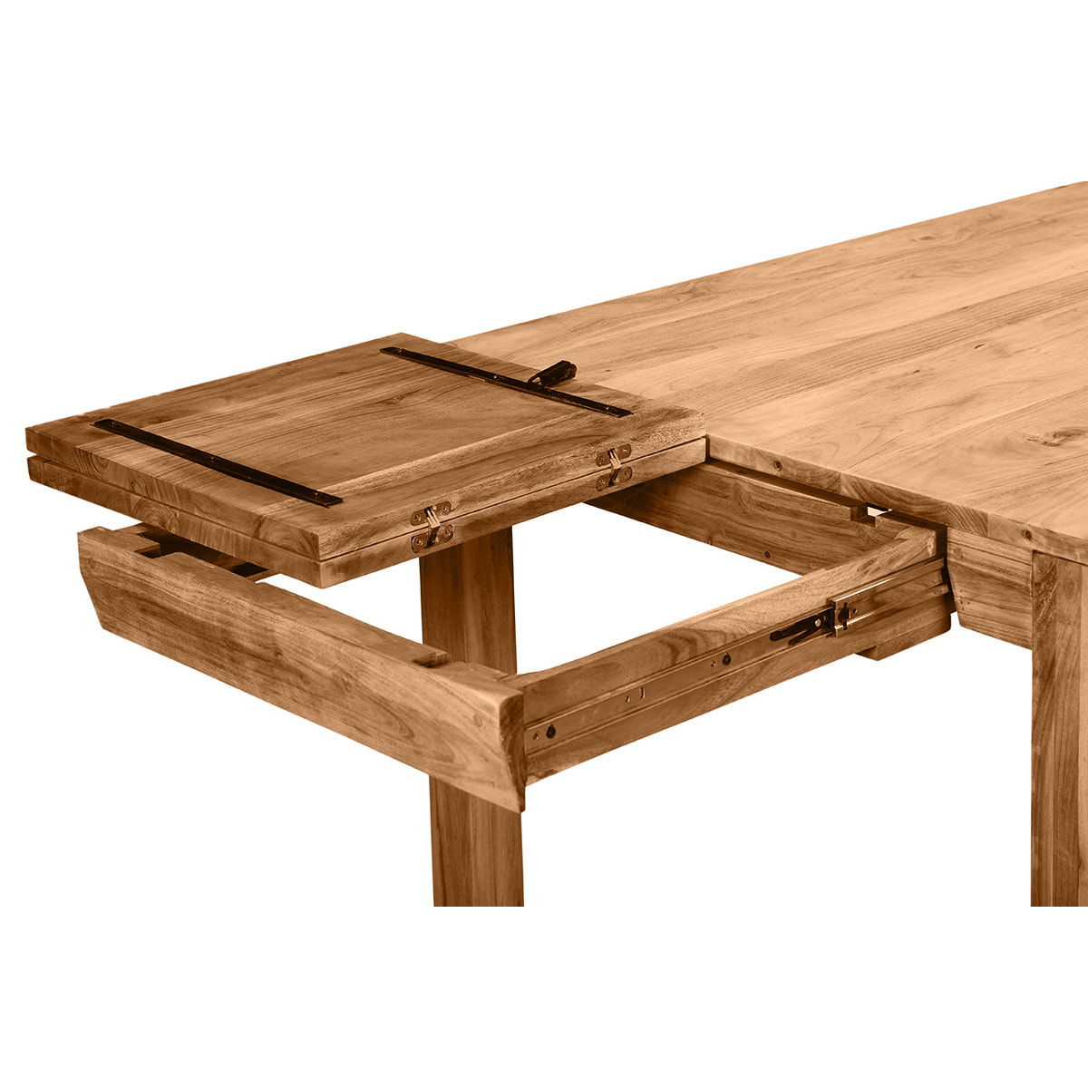 Table extensible rallonges intégrées rectangulaire en bois massif L120-210 cm BALTO