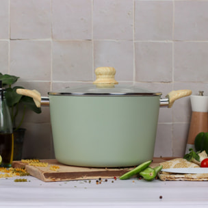 Batterie de cuisine 13 pièces en aluminium recyclé celadon - tout feux COLORAMA