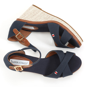 Sandali in tessuto con zeppa