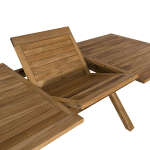 HARRIS - Table de jardin 8/10 personnes - rectangulaire pieds croisés extensible 180/240x100 cm en bois Teck