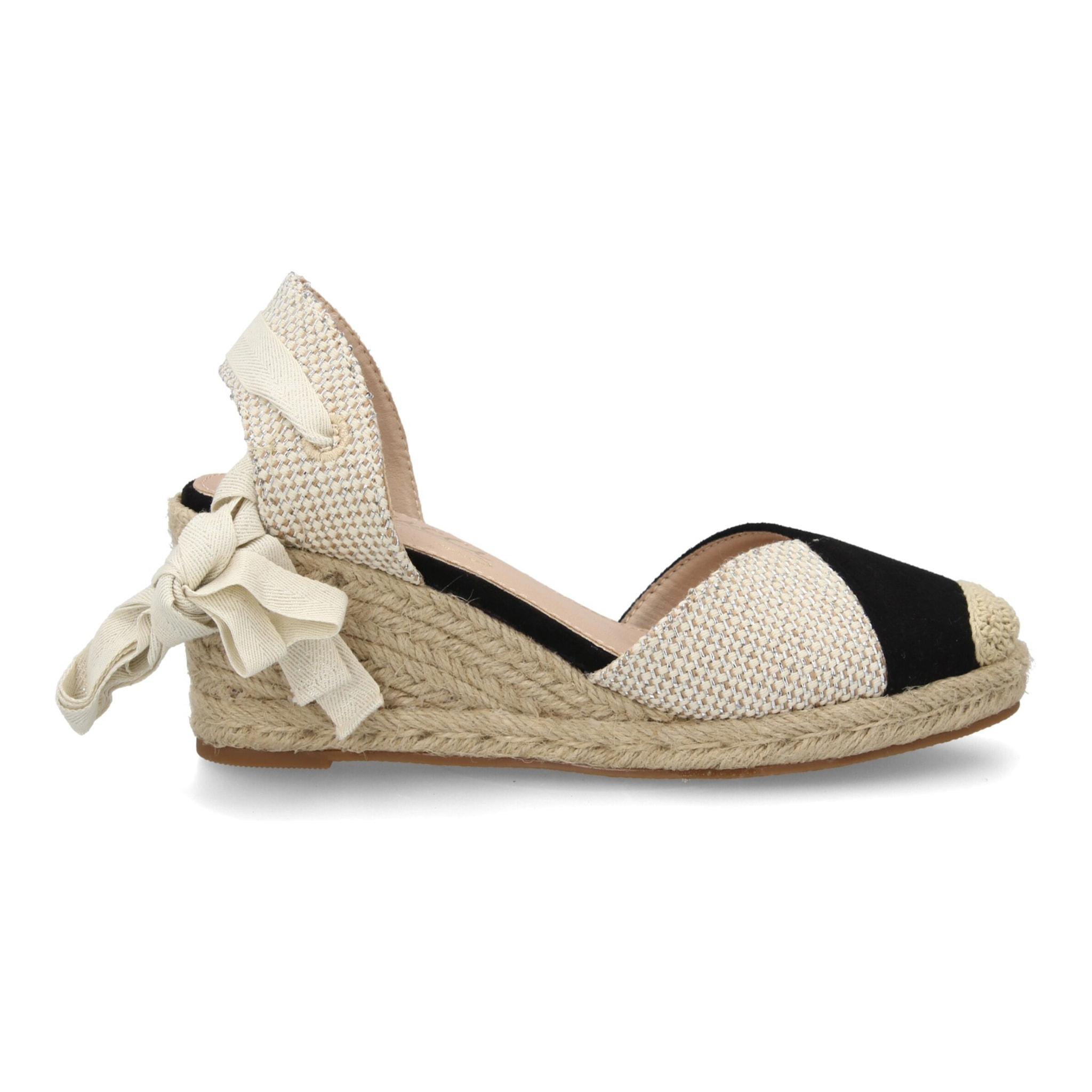 Alpargata de cuña baja de esparto con cintas