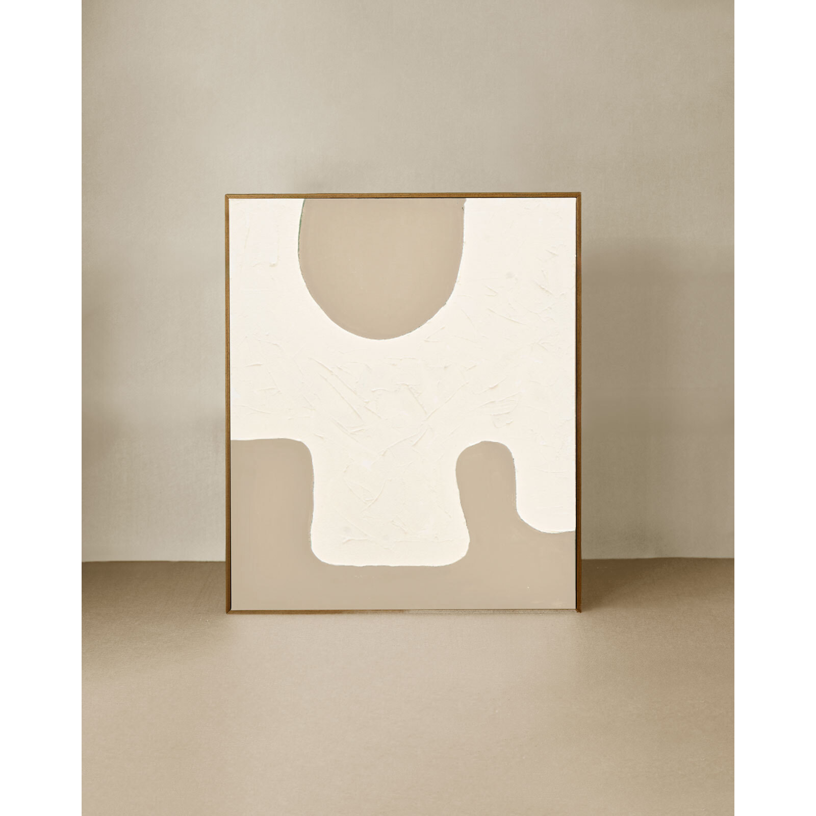 Tableau blanc e beige décoratif sur coton avec cadre en bois peint à la main à la peinture à l'huile en différentes tailles