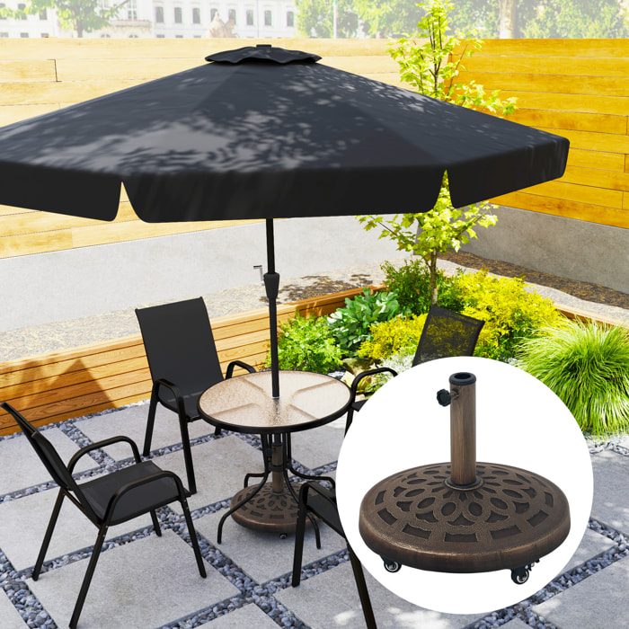 Pied de parasol résine 21 Kg mobile compatible mât dia. 32/38/48 mm