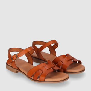 Sandalias de Piel - Cuero - Tacón: Bajo