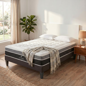 Ensemble Matelas Élégance & Sommier KIT15, 26 cm Mémoire de Forme, Tri-Lattes, Soutien Ferme