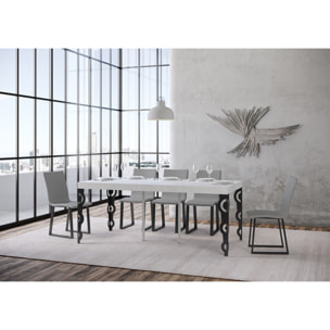 Consolle allungabile 90x40/300 cm Karamay Premium Bianco Frassino telaio Antracite