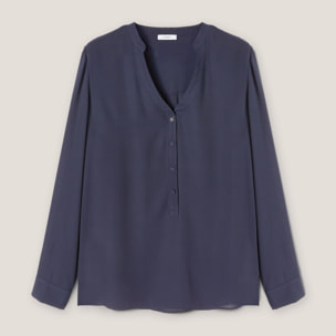 Motivi - Blusa vaporosa con escote serafín - Azul