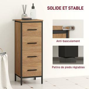 Chiffonnier industriel bois et métal 4 tiroirs dim. 30 x 30 x 82 cm