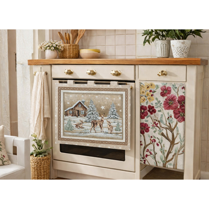 Copriforno Cucina Universale Cinigliato Copertura ProtezioneDecoarzione Forno Disegno Chalet Marrone