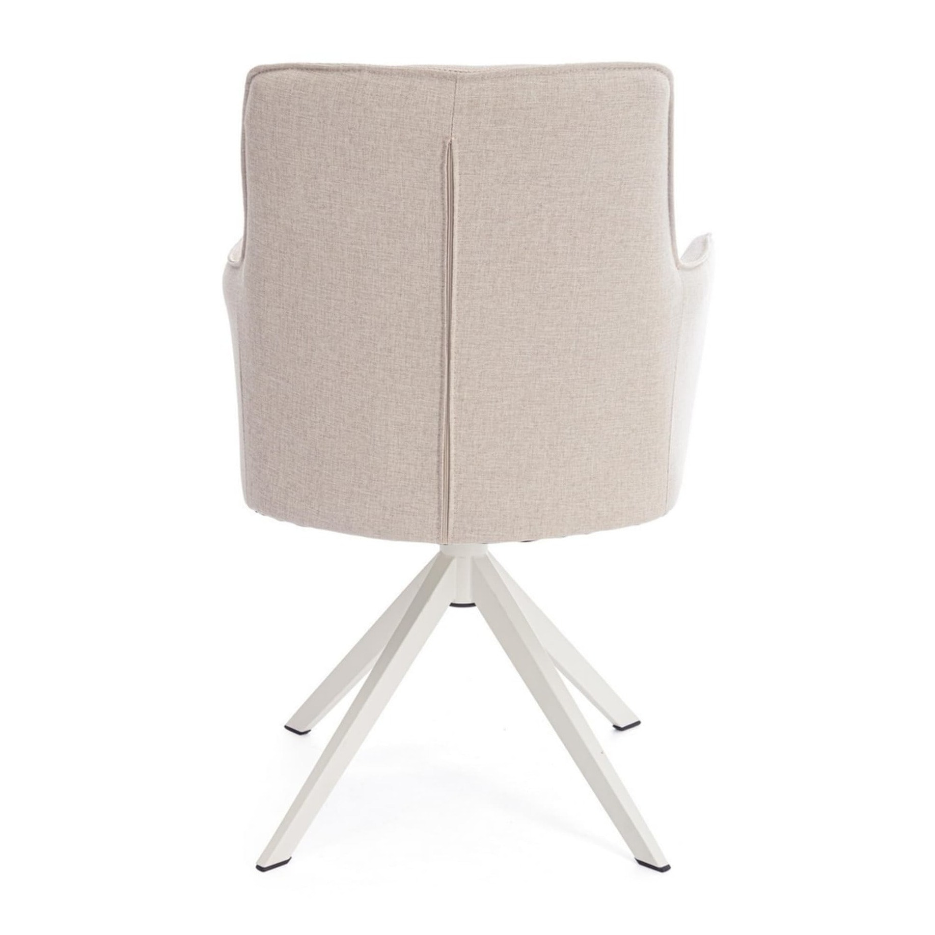 Set di sedie girevoli GOUVEIA in alluminio bianco e tessuto beige, con braccioli