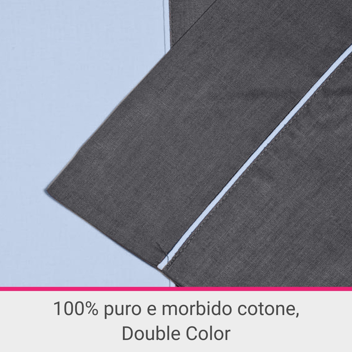 Parure Copripiumino Double-Color IPERSAN Puro Cotone Grigio/Azzurro