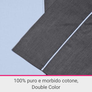 Parure Copripiumino Double-Color IPERSAN Puro Cotone Grigio/Azzurro
