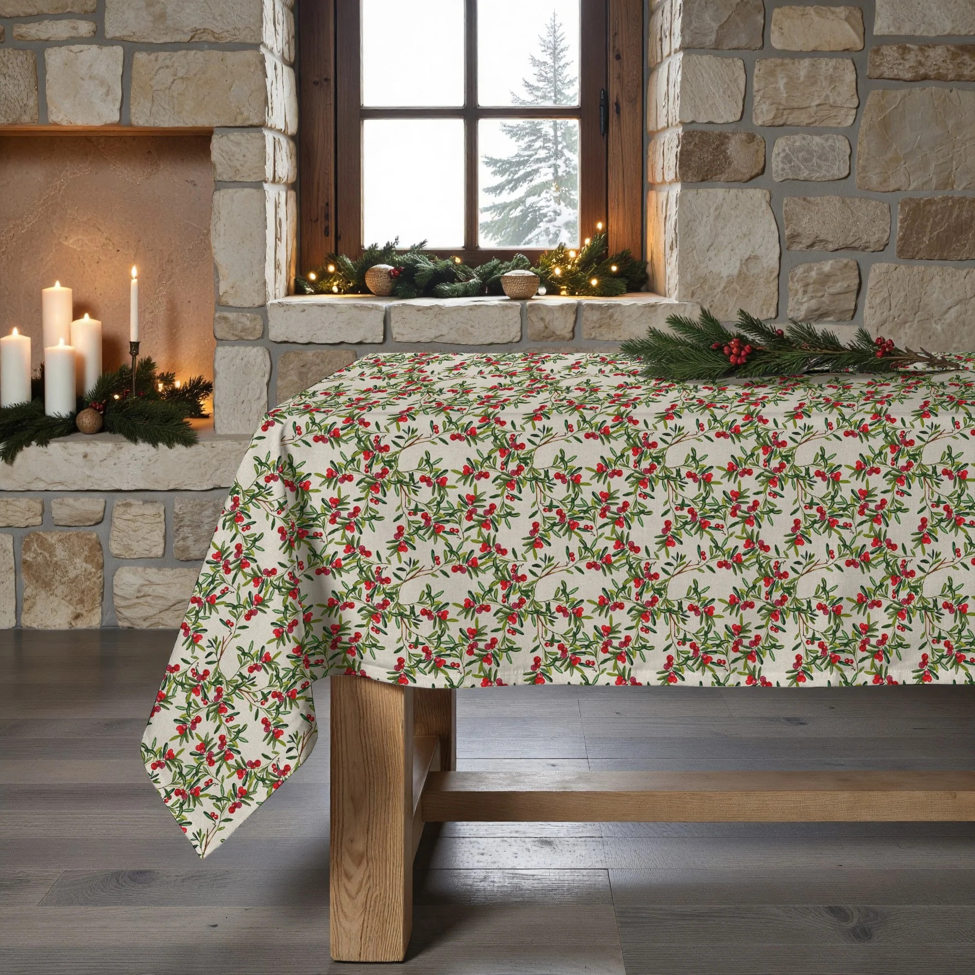 Nappe en résine Anti-tâches Navidad Hojas
