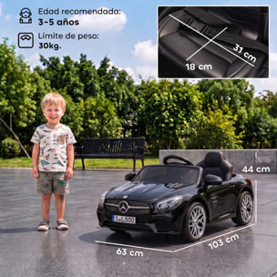 Coche Eléctrico para Niños Mercedes-Benz SL500 Coche de Batería Litio 12V con Mando a Distancia 2,4 G 2 Motores Suspensión Arranque Suave Luces Música Claxon Bluetooth 3-5 Años 3-5 km/h Negro