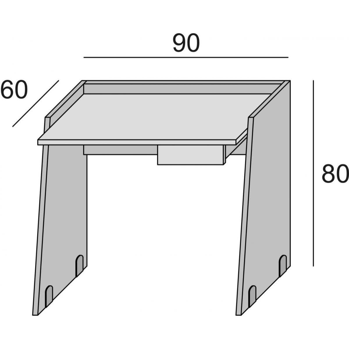 Scrivania Calendula, Scrittoio moderno con cassetto, Tavolo da studio o ufficio porta PC portalibri, 100% Made in Italy, Cm 90x60h80, Bianco e Cemento