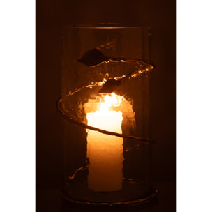 J-Line vase Feuillelong - verre//acier - transaprent/or - 34 cm de hauteur