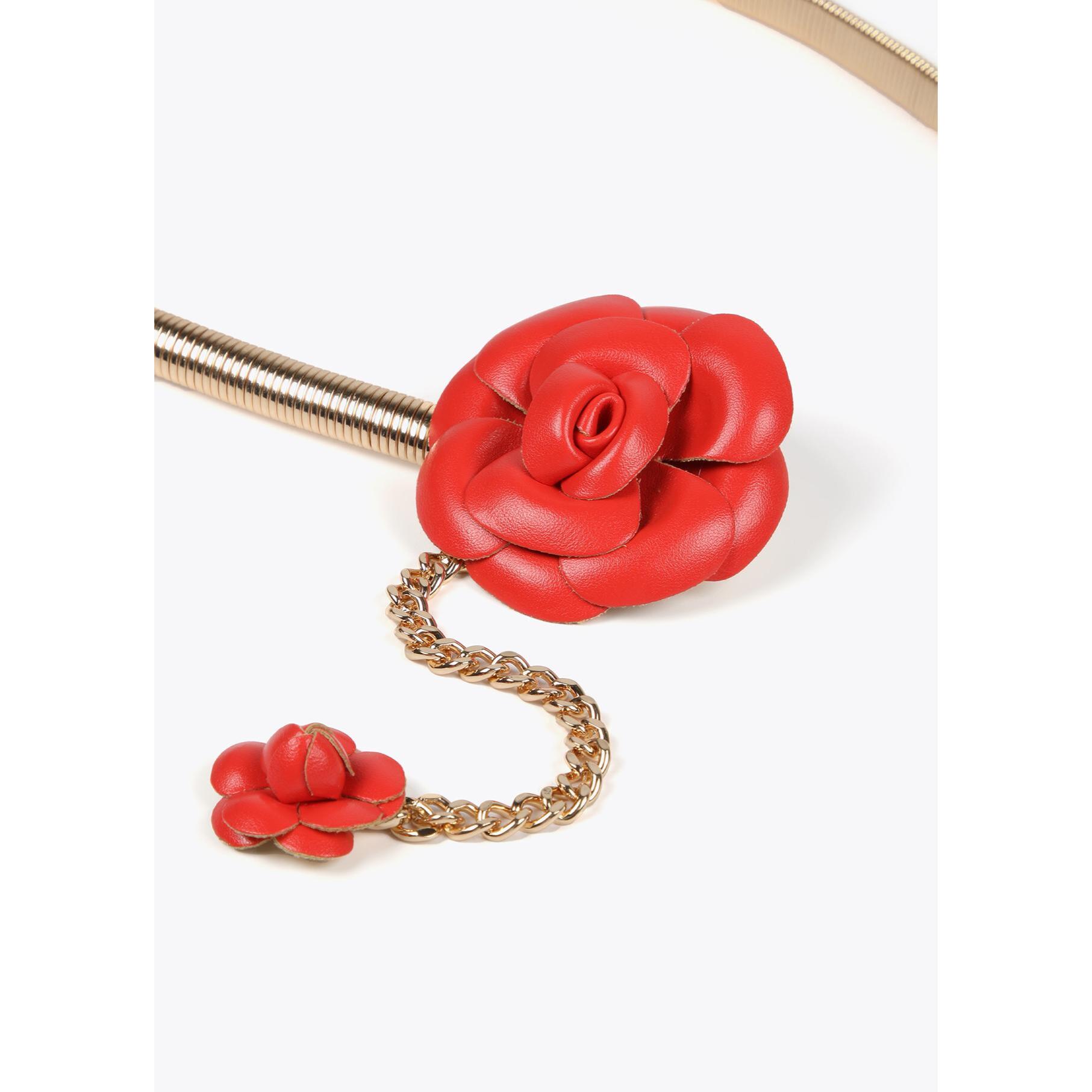 Cintura elasticizzata metallo fiori effetto pelle