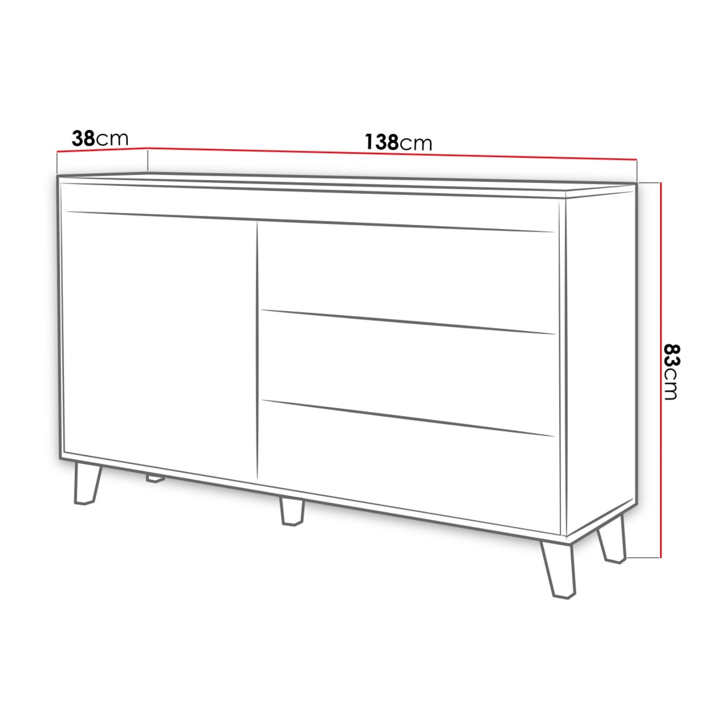 Lord - buffet bas - bois et noir - 138 cm - style industriel - Bois