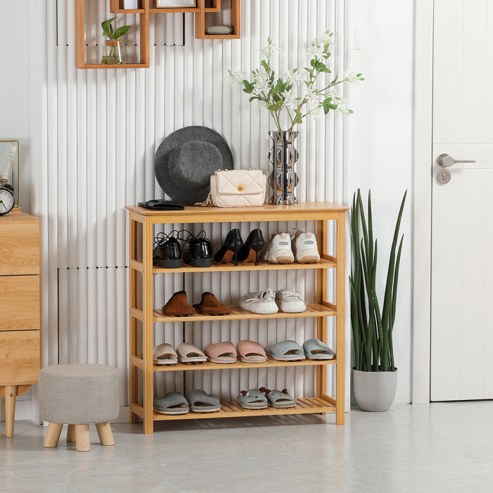 Étagère à chaussures en bambou 5 niveaux - meuble à chaussures bambou - 80 x 29 x 82 cm