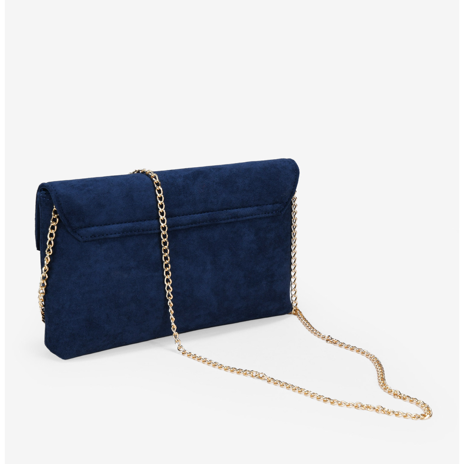 Bolso de mano azul marino con broche dorado