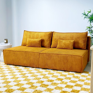 Canapé convertible 3 places en velours côtelé - MILLA