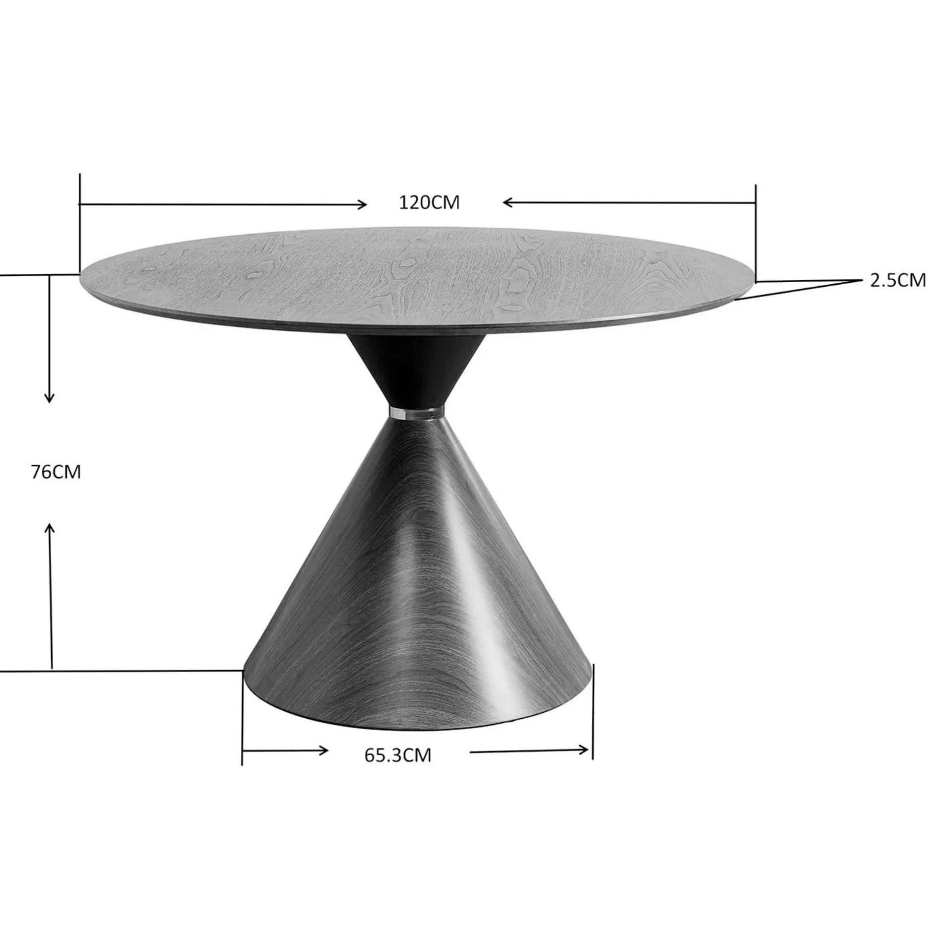 Table Cono 120cm céramique chêne Kare Design