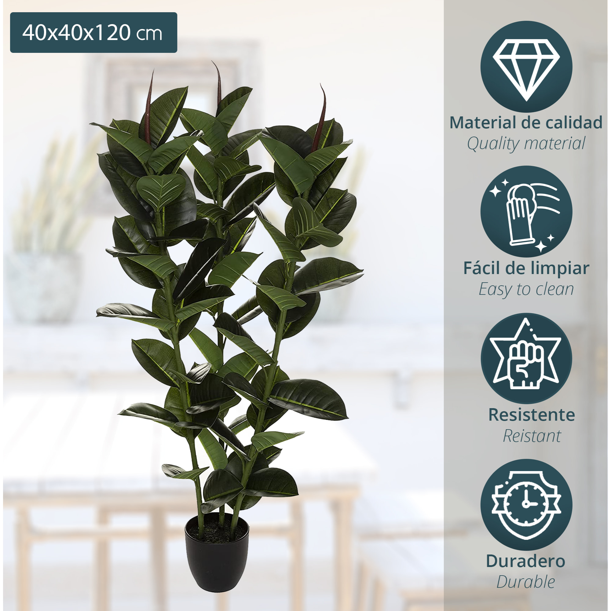 Planta artificial de Ficus robusta Altura 120cm- Atmosphera