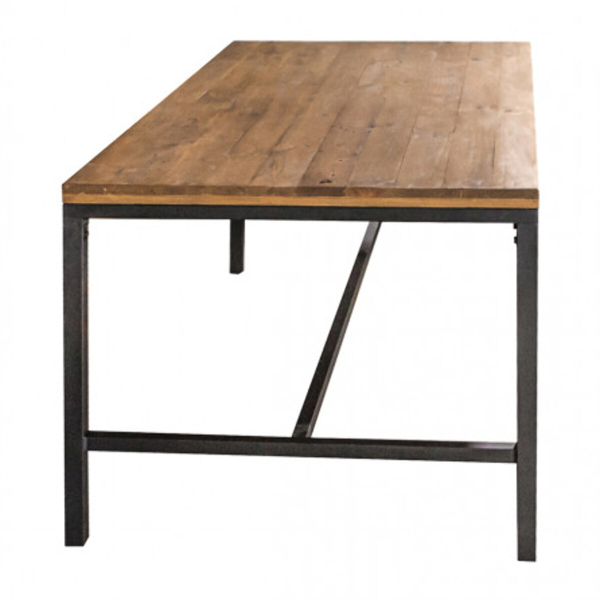 Table de repas en bois de pin recyclé L180cm en métal noir - INDUS
