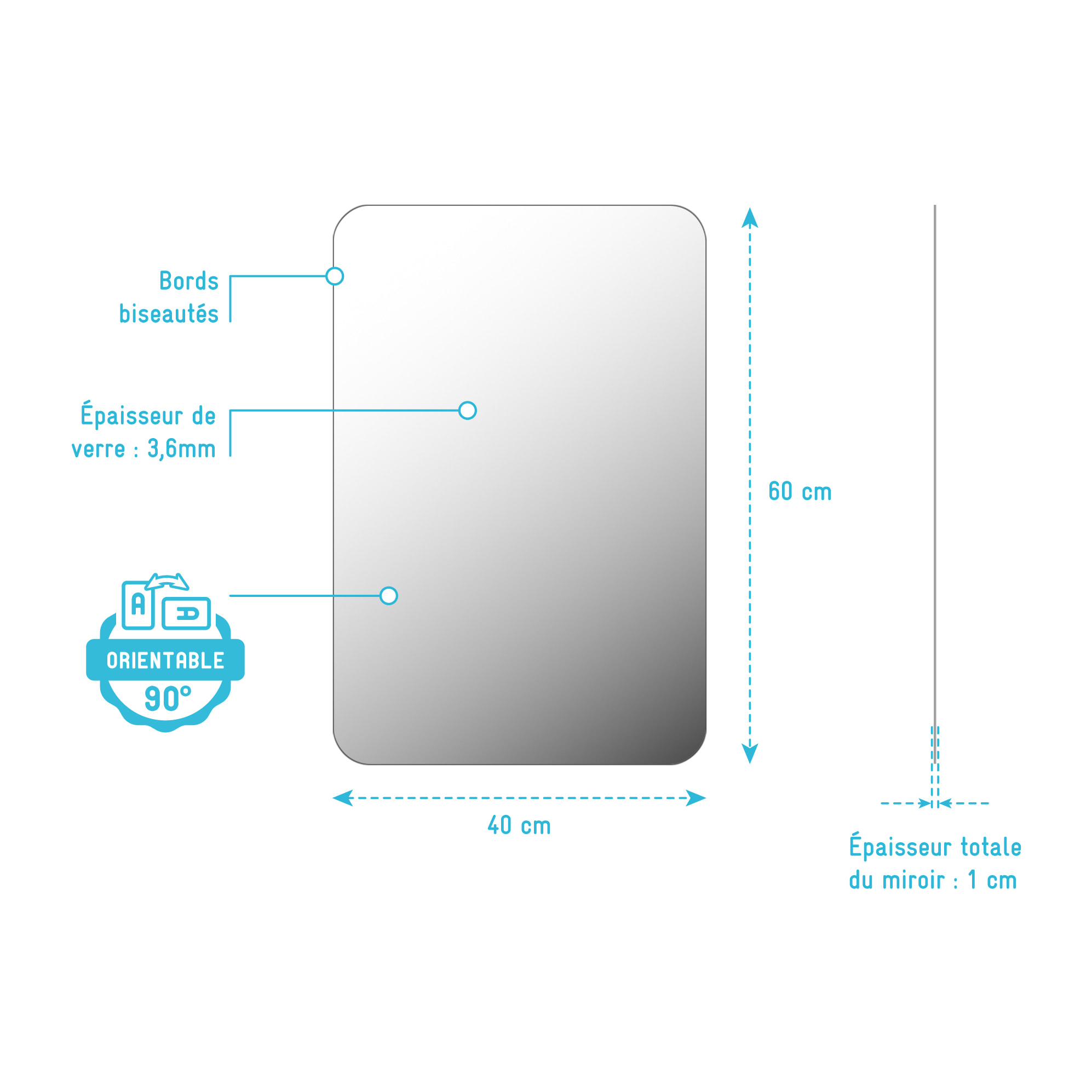 Miroir salle de bain - 40x60cm - GO