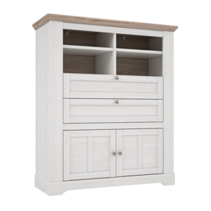 Buffet haut en bois effet chêne clair blanchi - ILONA