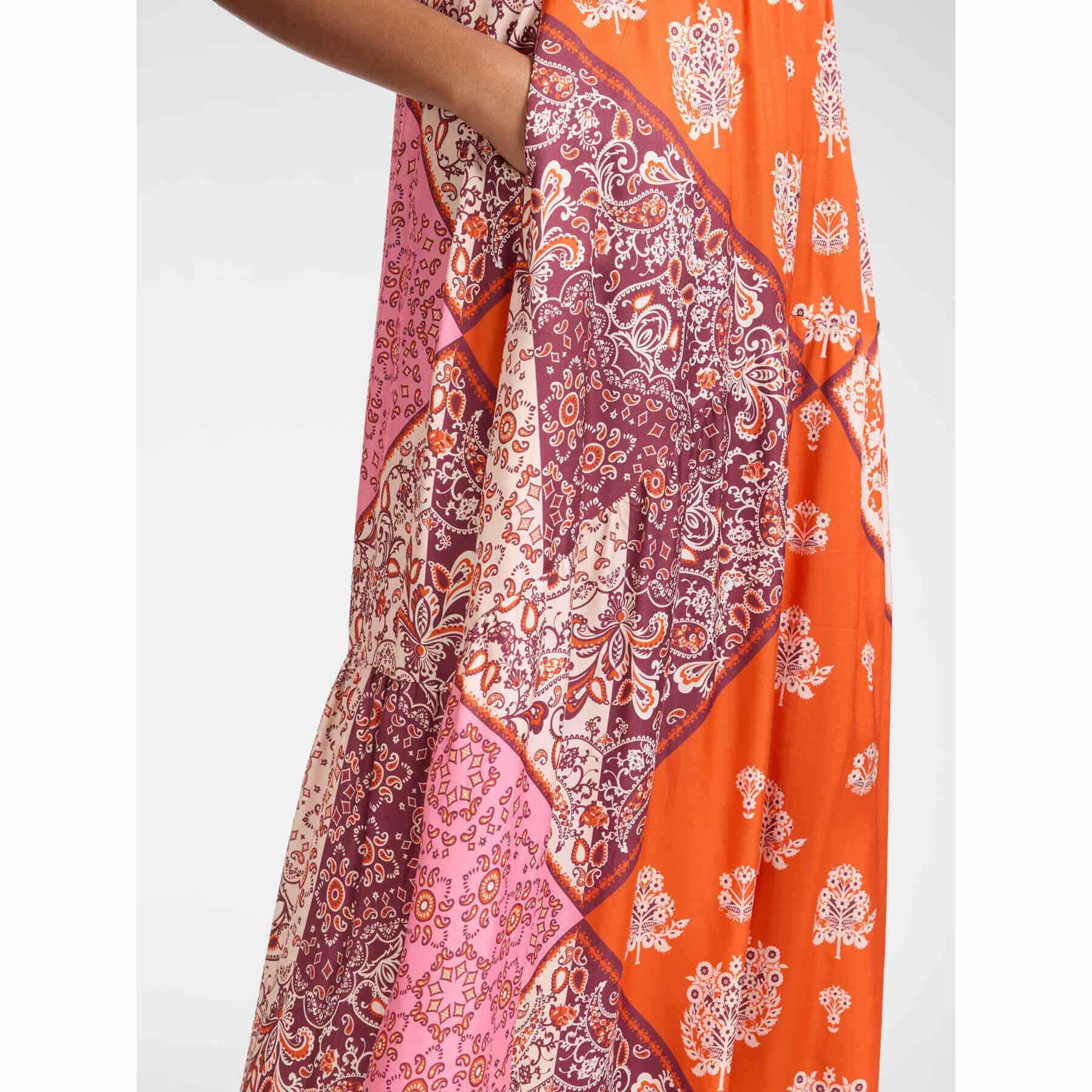 Elena Mirò - Falda larga en viscosa estampada - Naranja sol