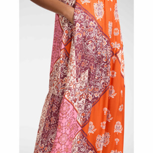 Elena Mirò - Falda larga en viscosa estampada - Naranja sol