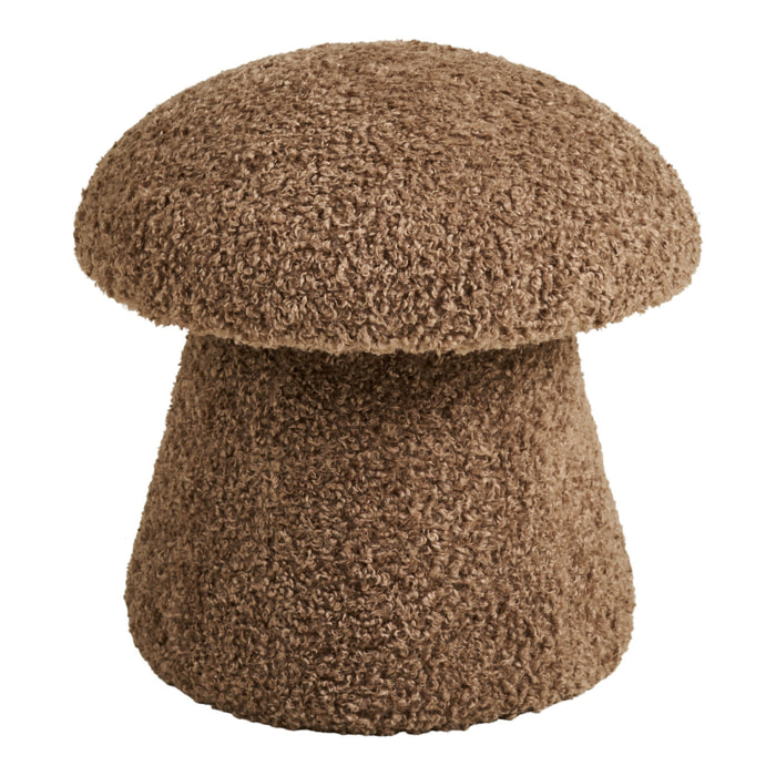 Enna - Pouf rotondo in pelliccia sintetica marrone ø45x45 cm