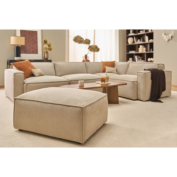 Pouf repose pieds en tissu chenille beige SPLIT