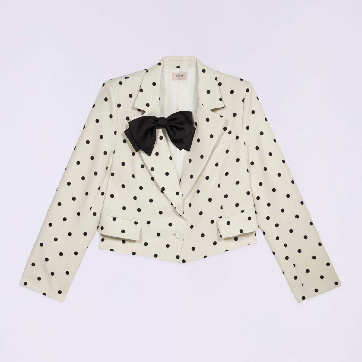 Oltre - Blazer corto a pois con fiocco - Bianco