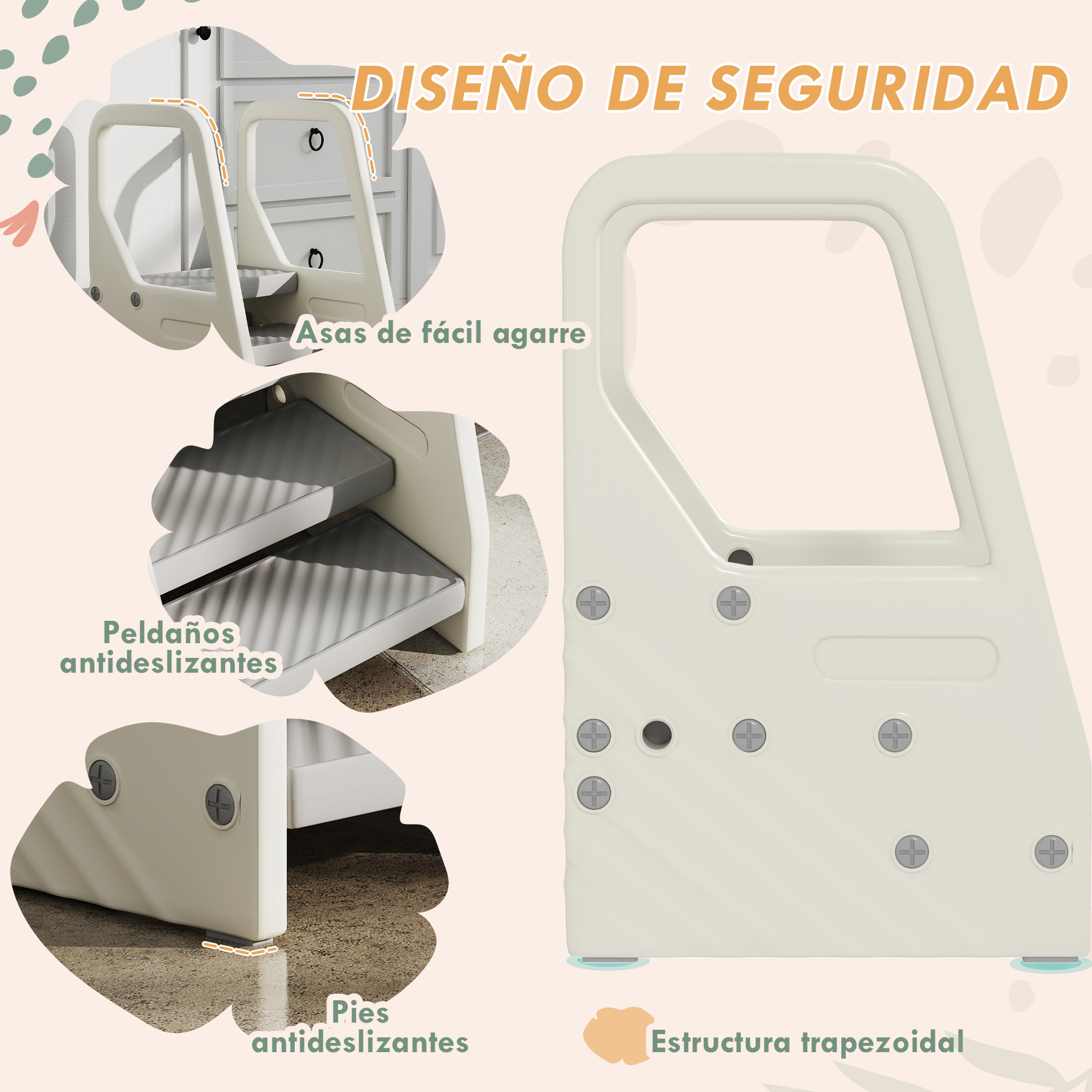 Taburete para Niños Ajustable de 2 a 3 Peldaños, Torre de Aprendizaje, Escalera para Niños de 2-5 Años, Superficie Antideslizante, para Baño, Cocina, Librería, Dormitorio, Gris